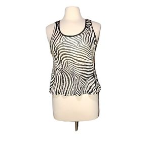 Poetry XS RacerTank Top Zebra Animal Print Black White Striped Bohemian …